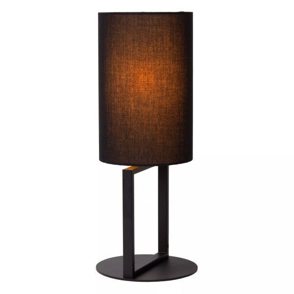 Tischlampe Schwarz Stoffschirm blendarm 50 cm groß E27