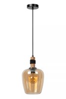 Runde Pendelleuchte Glas Bernstein &Oslash;22 cm E27 Retro