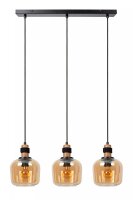 H&auml;ngeleuchte Retro Glas Bernstein 70 cm E27 3-flammig