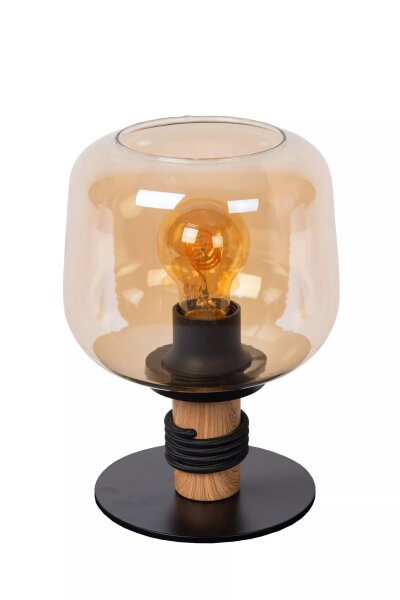 Tischleuchte Retro Glas Bernstein 25 cm E27 stilvoll