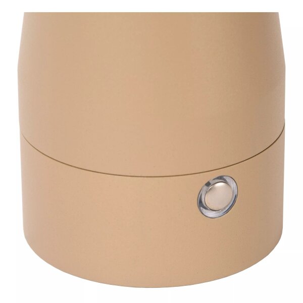 LED Akku Tischlampe Taupe Schalter Kegel 22 cm 2700 K