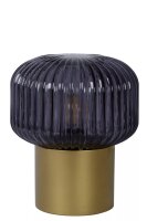 Tischlampe Rauchglas geriffelt Metall Gold 18 cm E14