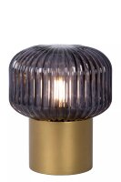 Tischlampe Rauchglas geriffelt Metall Gold 18 cm E14