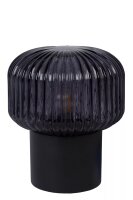 Tischlampe Rauchglas geriffelt Metall Schwarz 18 cm E14