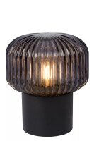 Tischlampe Rauchglas geriffelt Metall Schwarz 18 cm E14