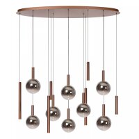 LED Hängelampe Rauchglas in Kupfer L:140 cm 2200-3300 K