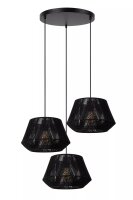 Hängelampe Stoff Metall 3-flammig Schwarz E27 L:35,5 cm