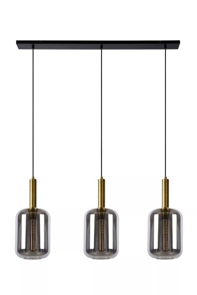 Pendelleuchte Rauchglas Metall 110 cm lang 3-flmg E27