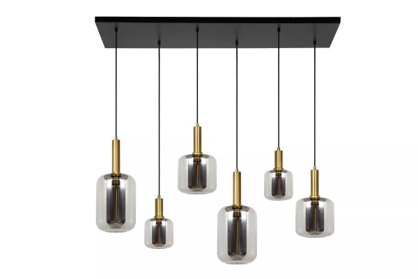 Pendelleuchte Rauchglas Metall 132 cm lang 6-flmg E27