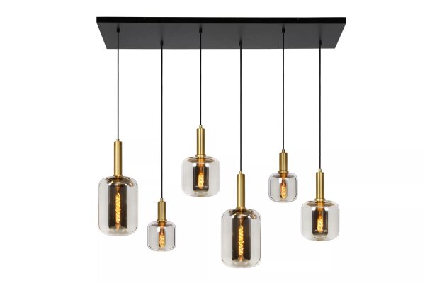 Pendelleuchte Rauchglas Metall 132 cm lang 6-flmg E27