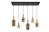 Pendelleuchte Rauchglas Metall 132 cm lang 6-flmg E27