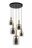 Pendelleuchte Rauchglas Metall Gold Schwarz B:66 cm E27