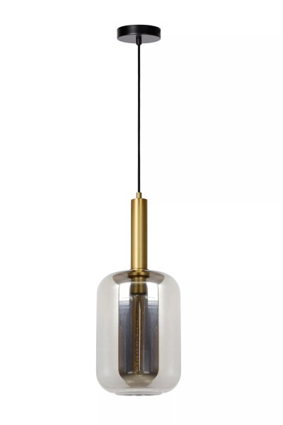 Hängelampe Rauchglas Metall Gold Schwarz E27 Ø22 cm