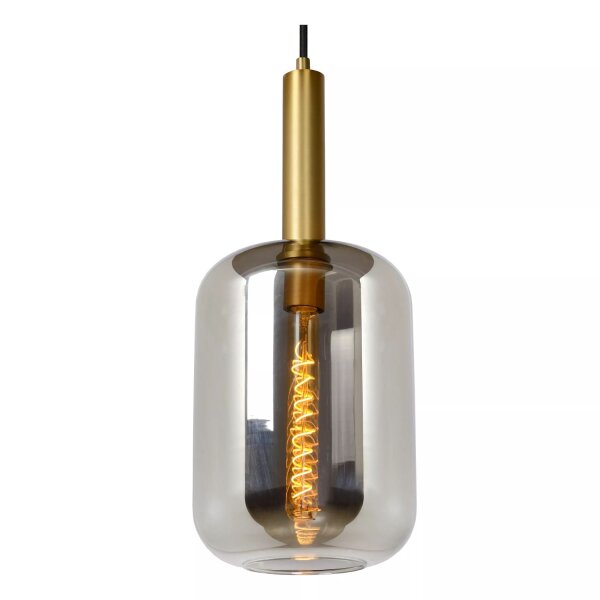 Hängelampe Rauchglas Metall Gold Schwarz E27 Ø22 cm