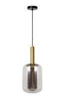 Hängelampe Rauchglas Metall Gold Schwarz E27...