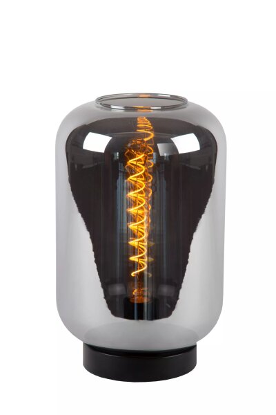Tischlampe Rauchglas Metall Gold Schwarz E27 35 cm
