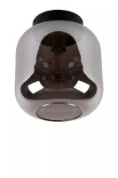 Runde Deckenlampe Rauchglas Metall Schwarz E27 Ø25