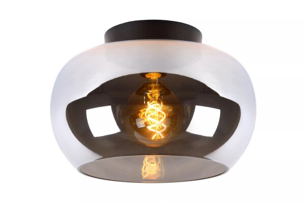 Runde Deckenlampe Glas Rauchgrau Ø30,5 cm E27 blendarm