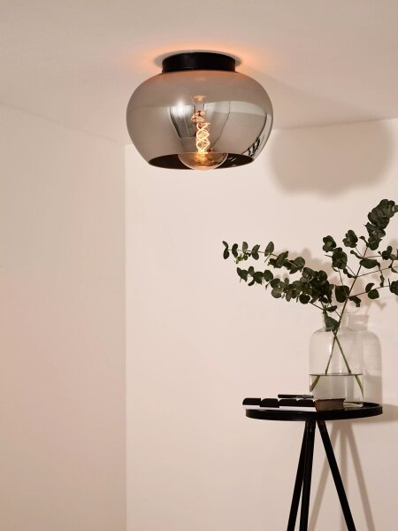 Runde Deckenlampe Glas Rauchgrau Ø30,5 cm E27 blendarm