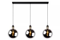 Pendelleuchte Rauchglas Metall Schwarz E27 L:105 3-flmg
