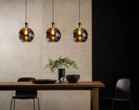 Pendelleuchte Rauchglas Metall Schwarz E27 L:105 3-flmg