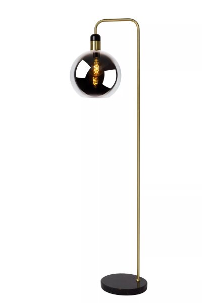 Stehleuchte Rauchglas Metall Marmorsockel E27 158 cm