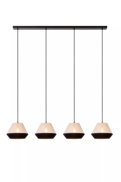 Pendelleuchte Stoff Metall Taupe Schwarz E14 133 cm