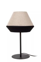 Runde Tischleuchte Stoffschirm Taupe Schwarz E14 41 cm