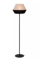 Runde Stehleuchte Stoffschirm Taupe Schwarz E27 155 cm