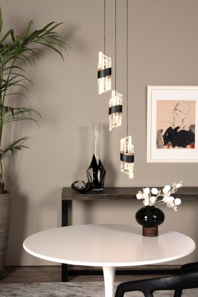 Moderne LED Hängelampe Schwarz B:25 cm 2700 K 3-flammig