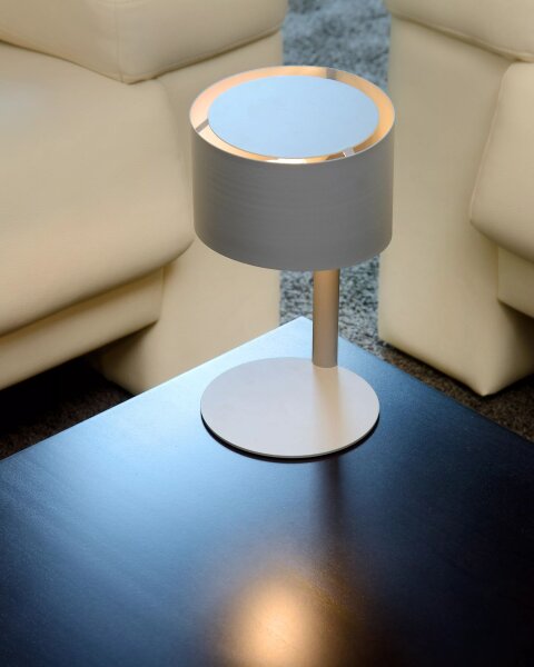 Graue Tischlampe Metall 28,5 cm klein E14 bis 40 W