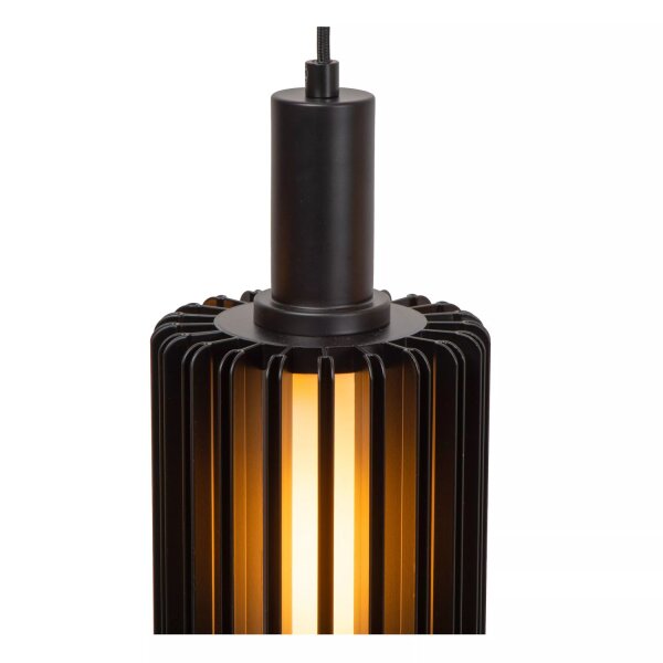 Lange Hängelampe Glas Aluminium Schwarz L:164 cm 5-flmg