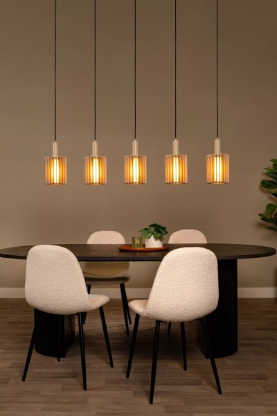 Lange Hängelampe Glas Aluminium Taupe L:164 cm 5-flmg