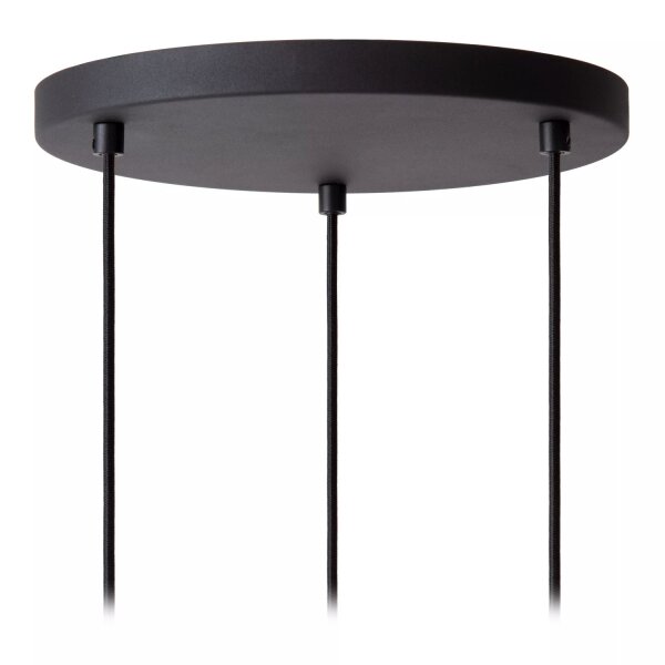 Schwarze Hängelampe Glas Metall B:40 cm E27 3-flammig