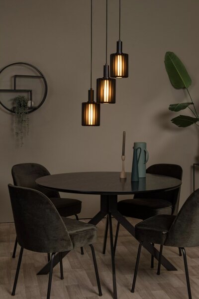 Schwarze Hängelampe Glas Metall B:40 cm E27 3-flammig