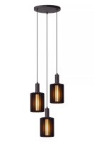 Schwarze Hängelampe Glas Metall B:40 cm E27 3-flammig