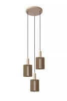Hängelampe Glas Metall Taupe L:40 cm E27 3-flammig