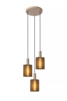 Hängelampe Glas Metall Taupe L:40 cm E27 3-flammig