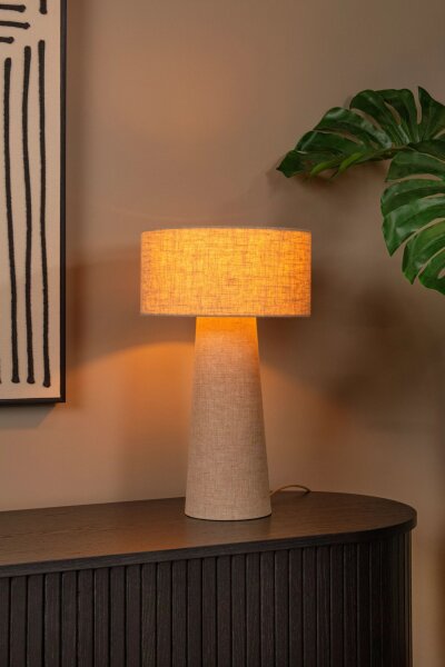 Tischlampe Stoff Taupe 50 cm hoch E27 bis 40 W Modern
