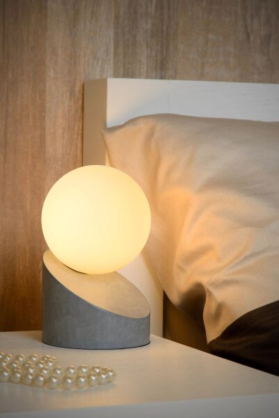 Blendarme Tischleuchte Glaskugel Metall Grau G9 16 cm