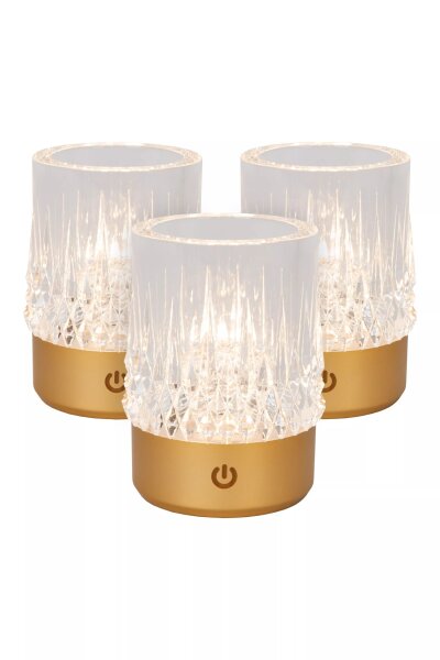 LED Akku Tischlampe 3-er Set Gold Touch dimmbar 10,3 cm