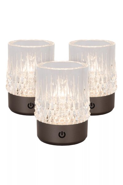 LED Akku Tischlampe 3-er Set Schwarz Touch 3 W dimmbar