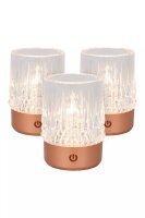 LED Akku Tischlampe 3-er Set Kupfer Touch USB dimmbar