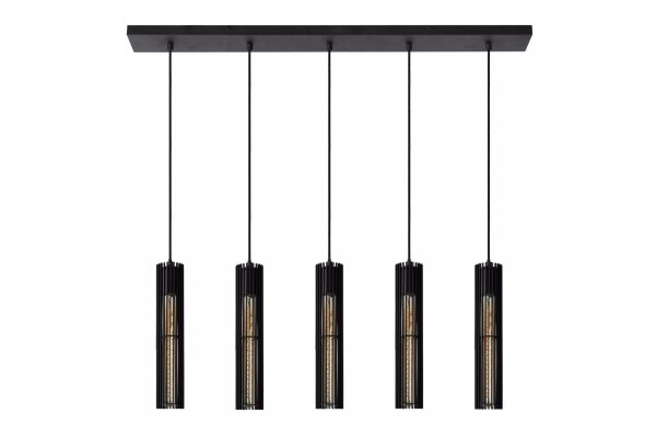 Pendelleuchte Metall Schwarz 100 cm lang E27 5-flammig