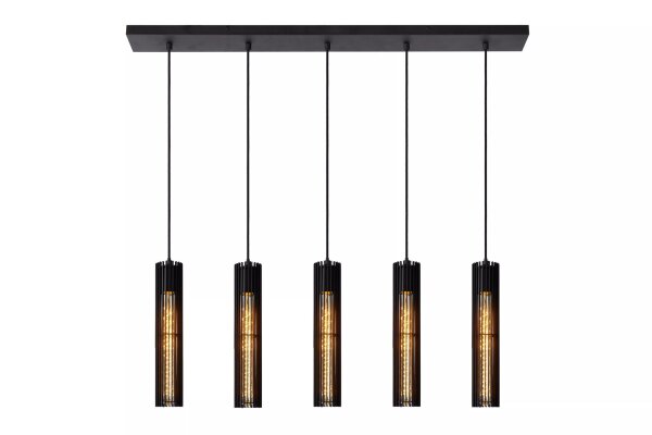 Pendelleuchte Metall Schwarz 100 cm lang E27 5-flammig