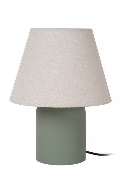 Nachttischleuchte Stoff Keramik Beige Grün E14 27 cm