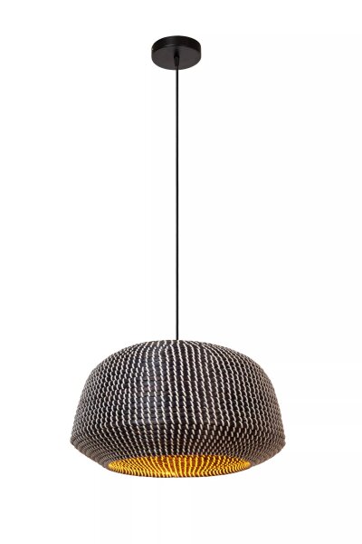 Runde Pendelleuchte Seegras Schwarz E27 Ø47 cm Modern