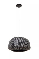 Runde Pendelleuchte Seegras Schwarz E27 Ø47 cm Modern