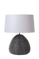 Tischleuchte Seegras Stoff Schwarz Wei&szlig; E27 61 cm