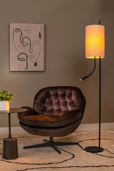 Stehleuchte Stoff Metall Beige Schwarz Leselicht 165 cm
